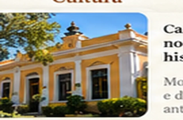 Casarão amarelo que abriga a Casa da Cultura de Águas da Prata