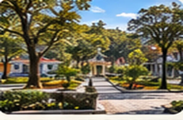 Praça arborizada de Águas da Prata durante obras de revitalização